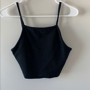 Black cropped high neck top